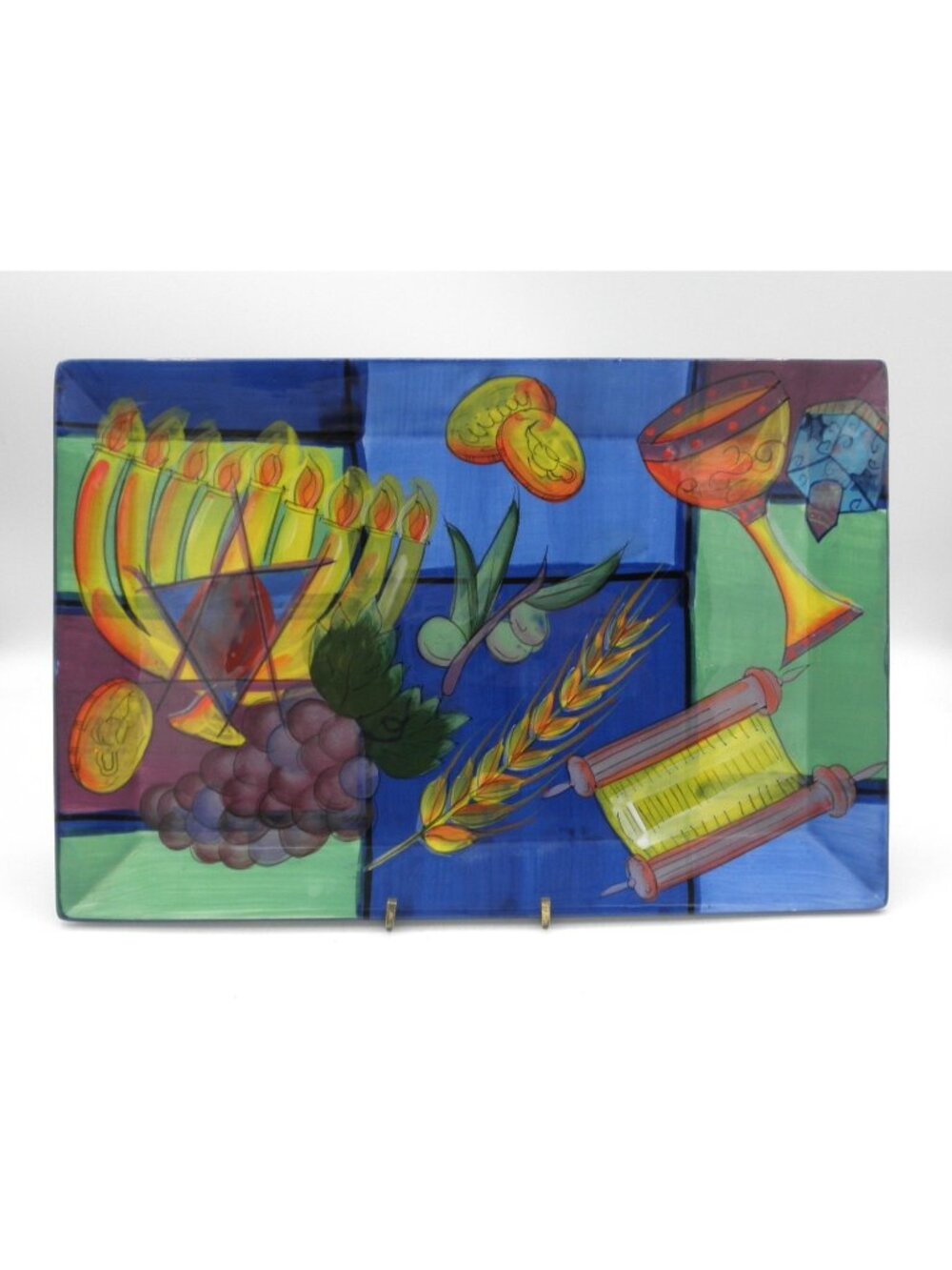 Ambiance Collection Hanukkah Judaica Montage Rectangular Serving Plate